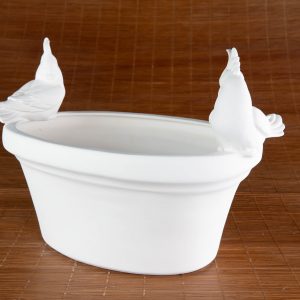 Floreira Oval Com 2 Cacatuas Deitadas